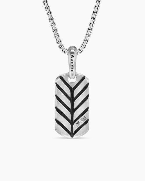 Mens Chevron Tag in Sterling Silver with Tiger's Eye, 21mm