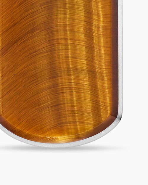 Mens Chevron Tag in Sterling Silver with Tiger's Eye, 21mm