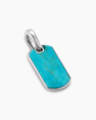Chevron Tag in Sterling Silver with American Turquoise, 21mm