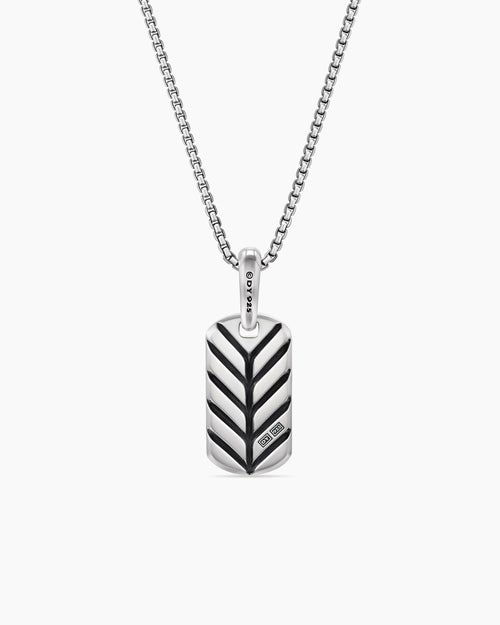 Mens Chevron Tag in Sterling Silver with American Turquoise, 21mm