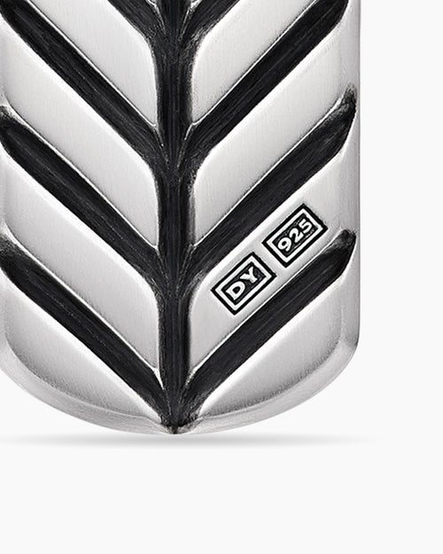 Mens Chevron Tag in Sterling Silver with American Turquoise, 21mm