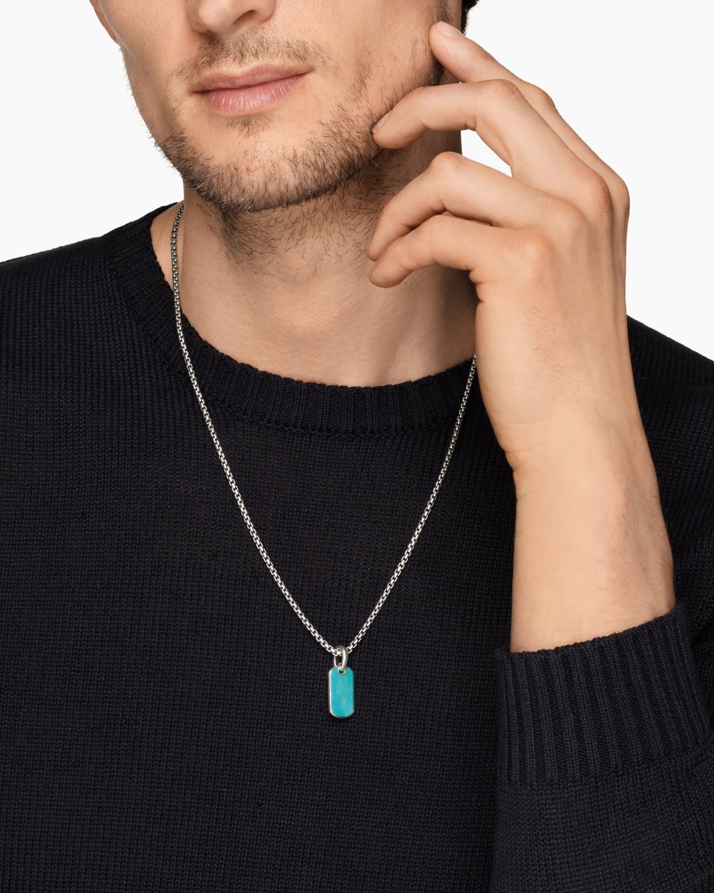 Médaille Chevron en argent sterling avec turquoise américaine, 21 mm hommes