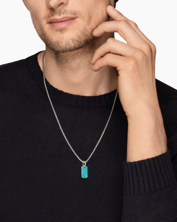 Médaille Chevron en argent sterling avec turquoise américaine, 21 mm