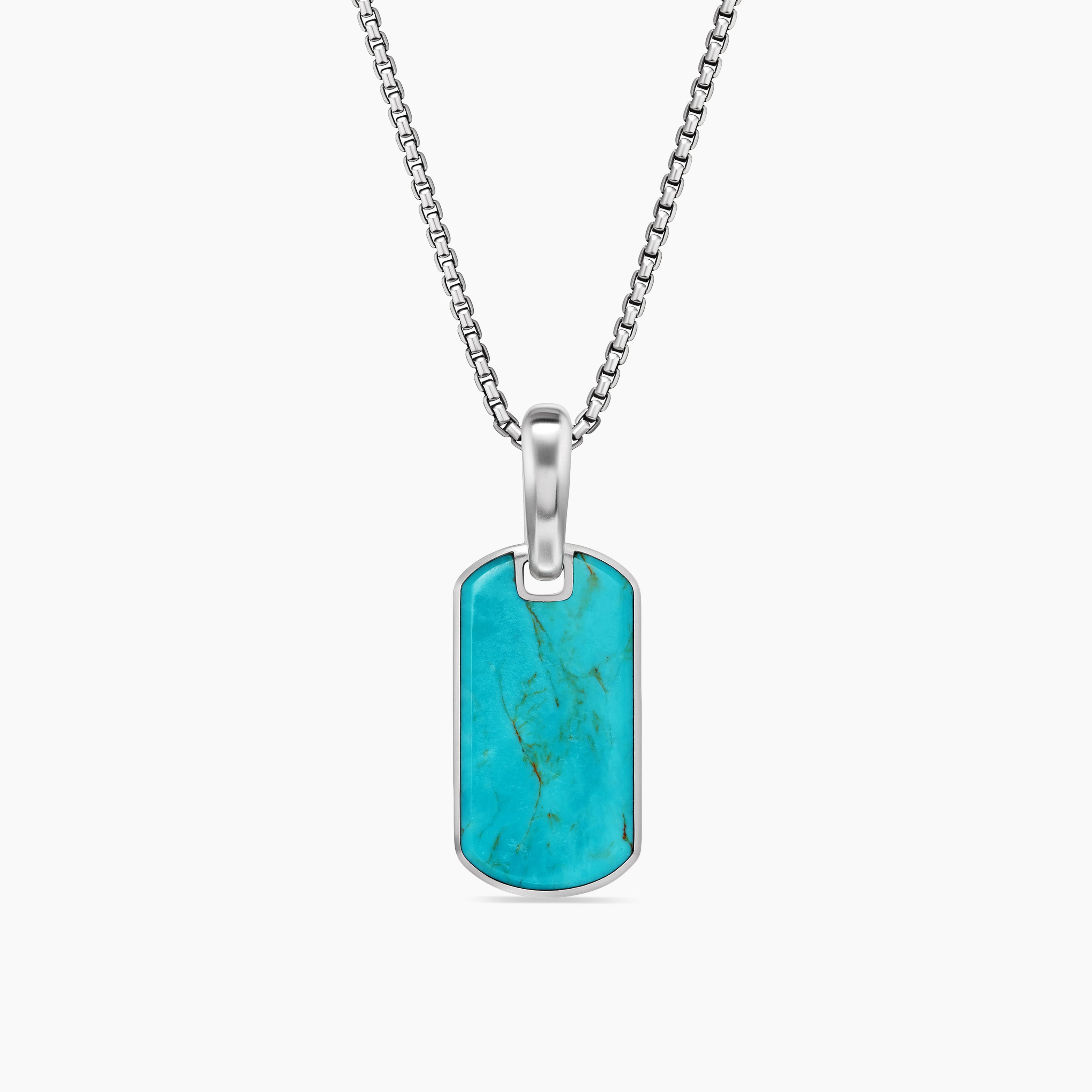 M&eacute;daille Chevron en argent sterling avec turquoise am&eacute;ricaine, 21 mm hommes 