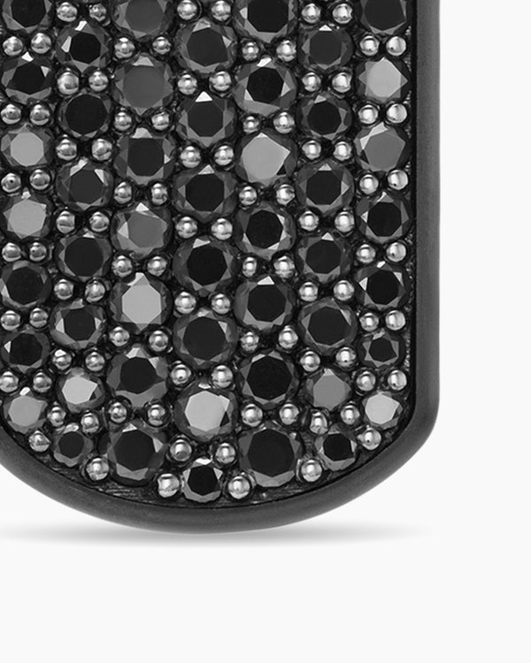 Chevron Tag in Black Titanium with Sterling Silver and Black Diamonds, 21mm