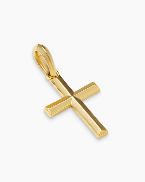 Mens Cross Pendant in 18ct Yellow Gold, 24mm