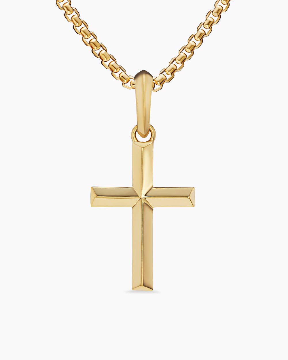 Mens Cross Pendant in 18K Yellow Gold, 24mm