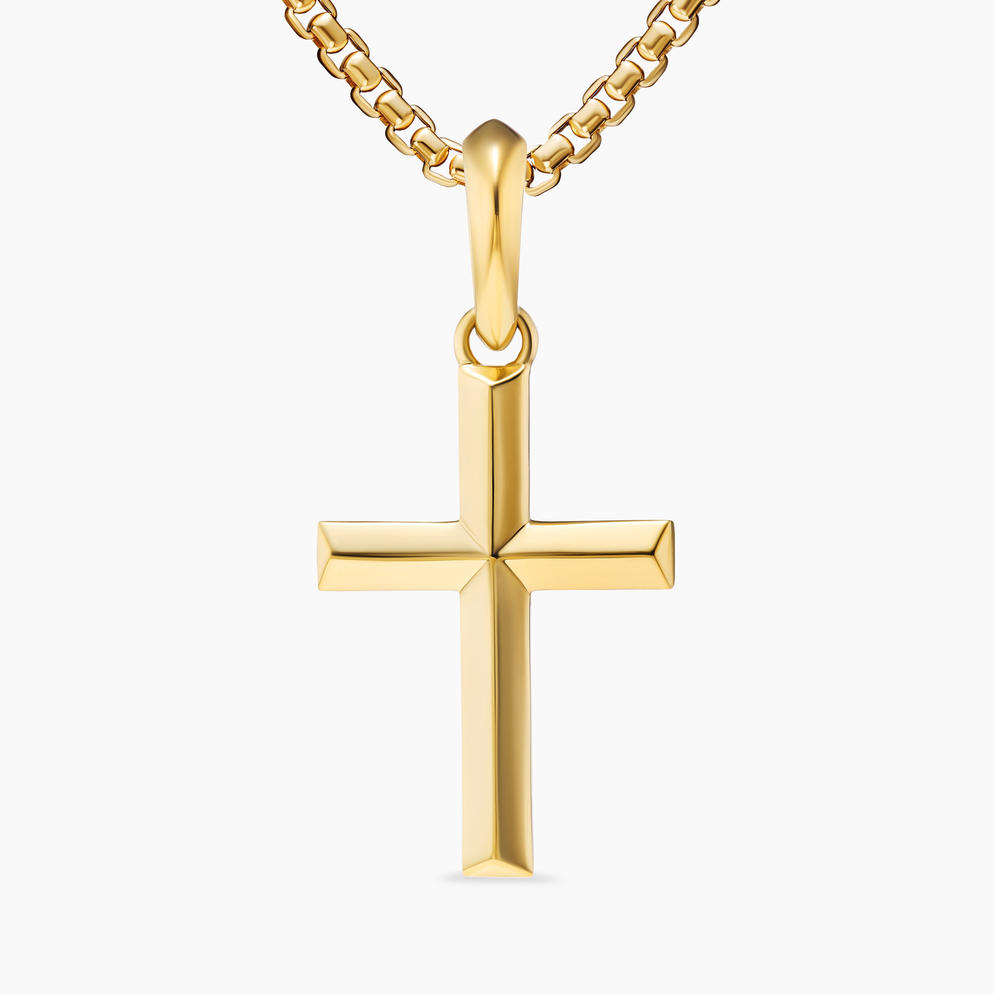 Mens Cross Pendant in 18K Yellow Gold, 24mm