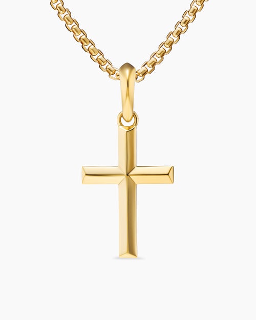 Mens Cross Pendant in 18ct Yellow Gold, 24mm