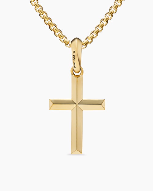 Mens Cross Pendant in 18ct Yellow Gold with Diamonds, 24mm