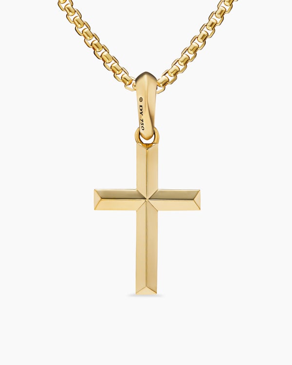 Pendentif croix en or jaune 18 carats avec diamants, 24 mm
