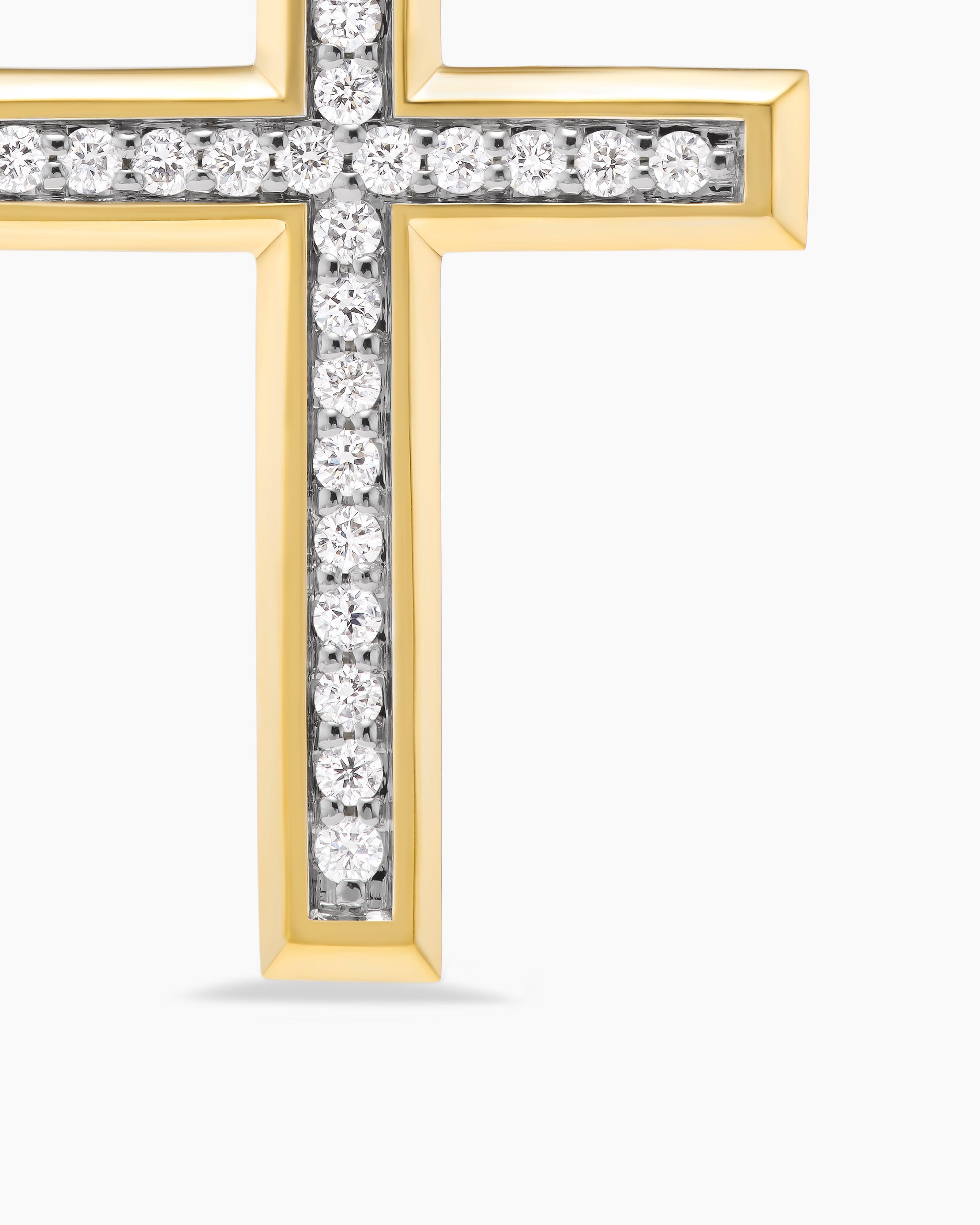 Cross Pendant in 18K Yellow Gold with Diamonds, 24mm