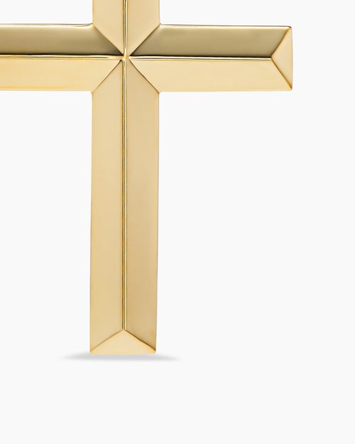 Mens Cross Pendant in 18ct Yellow Gold with Diamonds, 24mm