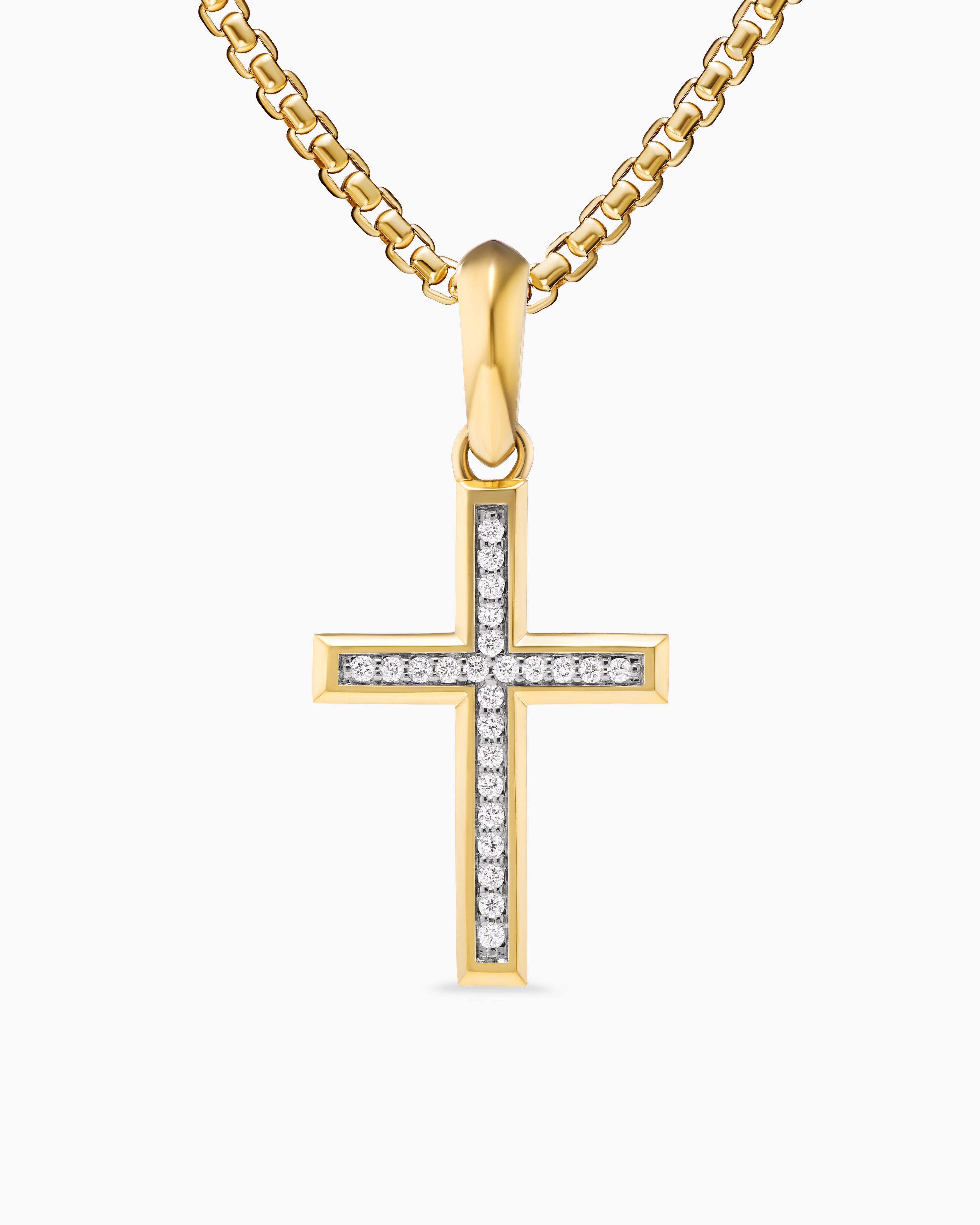 Mens Cross Pendant in 18K Yellow Gold with Diamonds 24mm David Yurman