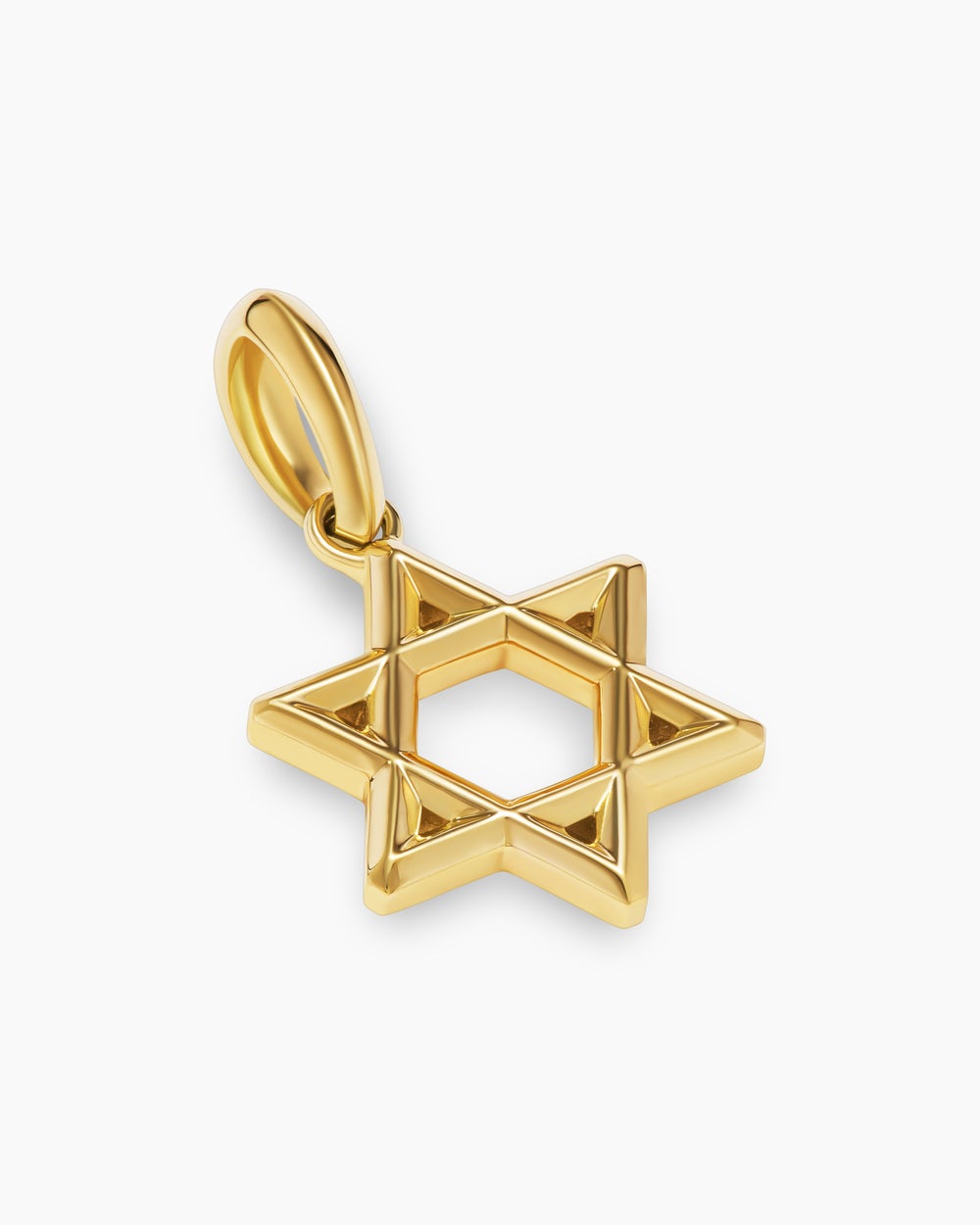 Mens Star of David Pendant in 18K Yellow Gold, 19mm