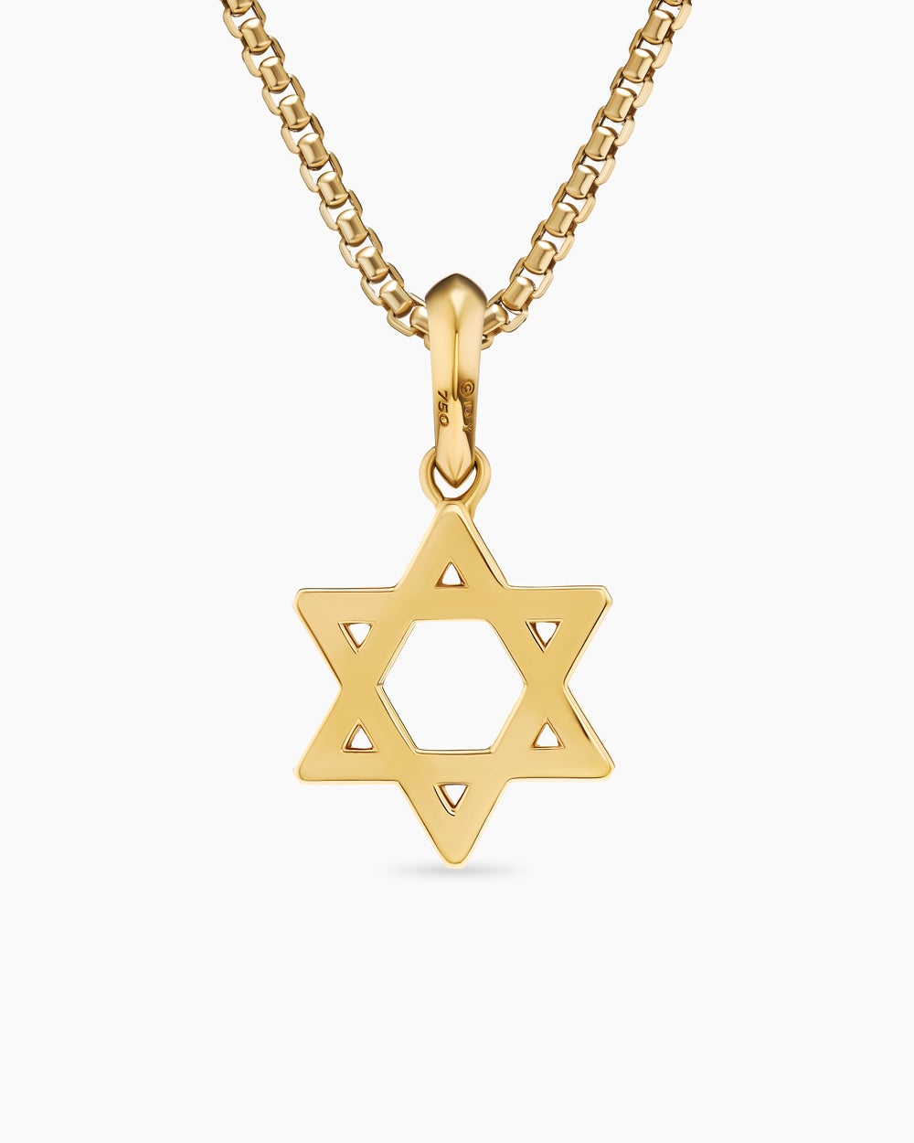 Mens Star of David Pendant in 18K Yellow Gold, 19mm