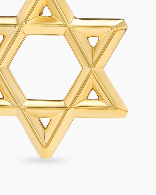 Mens Star of David Pendant in 18K Yellow Gold, 19mm