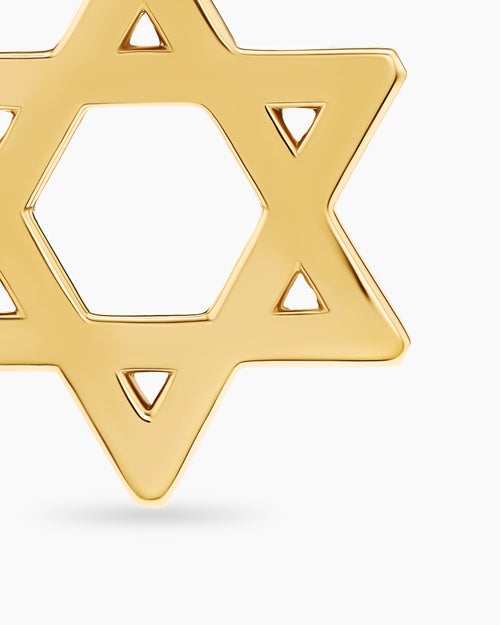 Mens Star of David Pendant in 18K Yellow Gold, 19mm