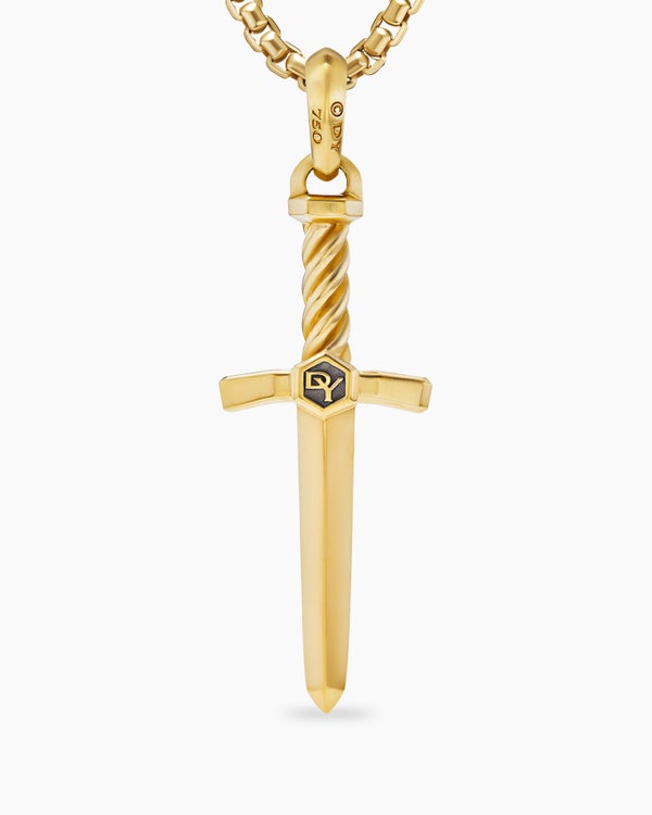 Sword Amulet in 18K Yellow Gold with Diamond, 45mm