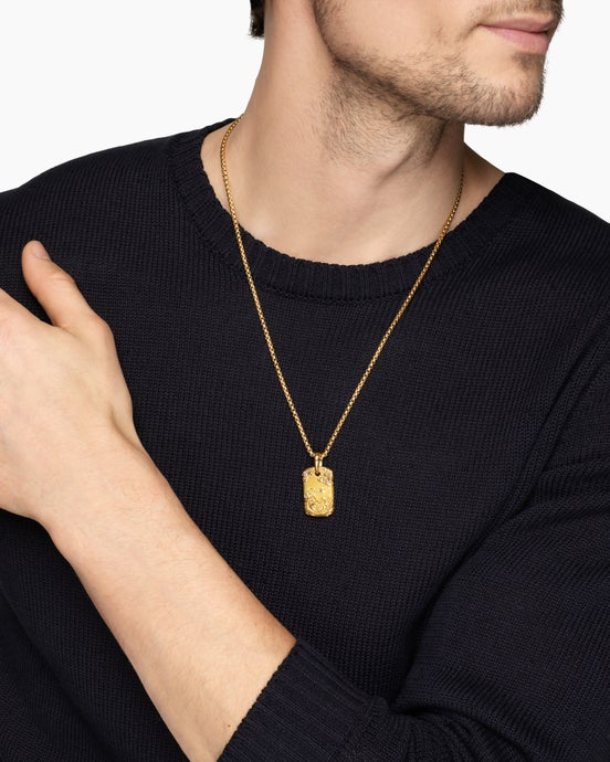 Waves Tag in 18K Yellow Gold, 27mm