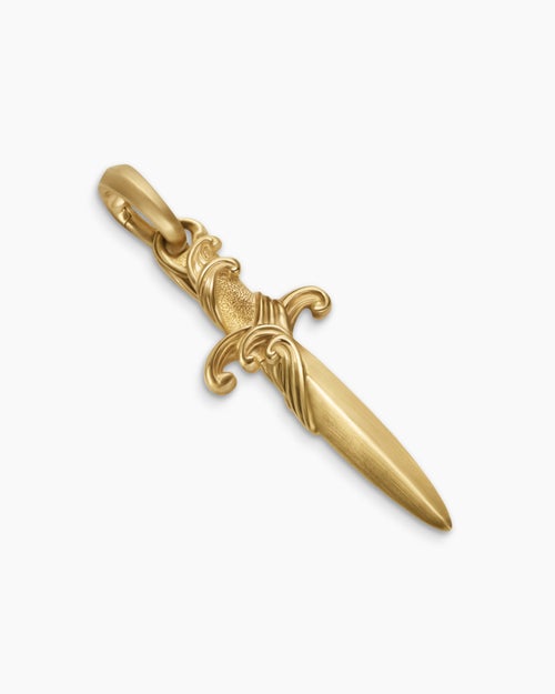 Mens Waves Dagger Amulet in 18ct Yellow Gold, 31mm