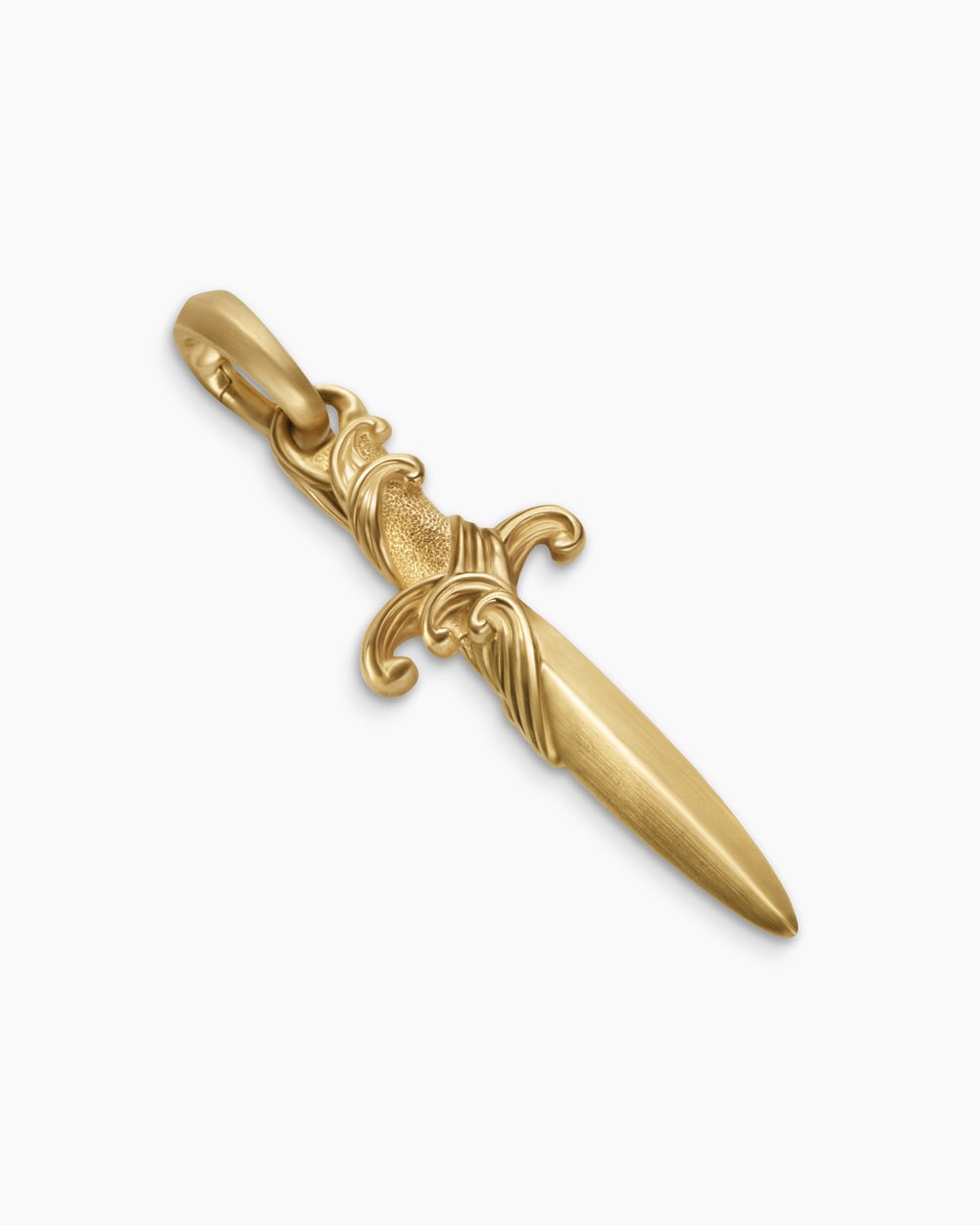 Mens Waves Dagger Amulet in 18K Yellow Gold, 31mm