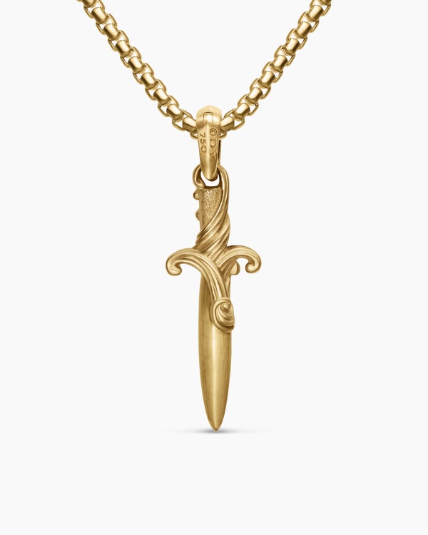 Waves Dagger Amulet in 18K Yellow Gold, 31mm