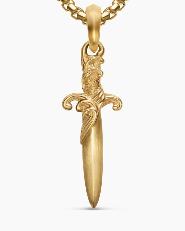 Waves Dagger Amulet in 18K Yellow Gold, 31mm