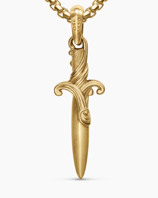 Waves Dagger Amulet in 18K Yellow Gold, 31mm