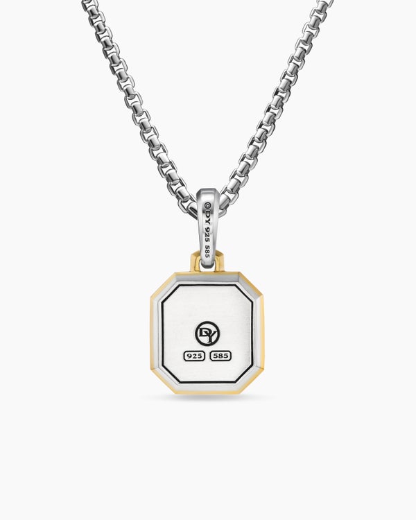 A Initial Amulet in Sterling Silver with 14K Yellow Gold, 17mm