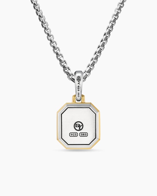 Mens G Initial Amulet in Sterling Silver with 14K Yellow Gold, 17mm