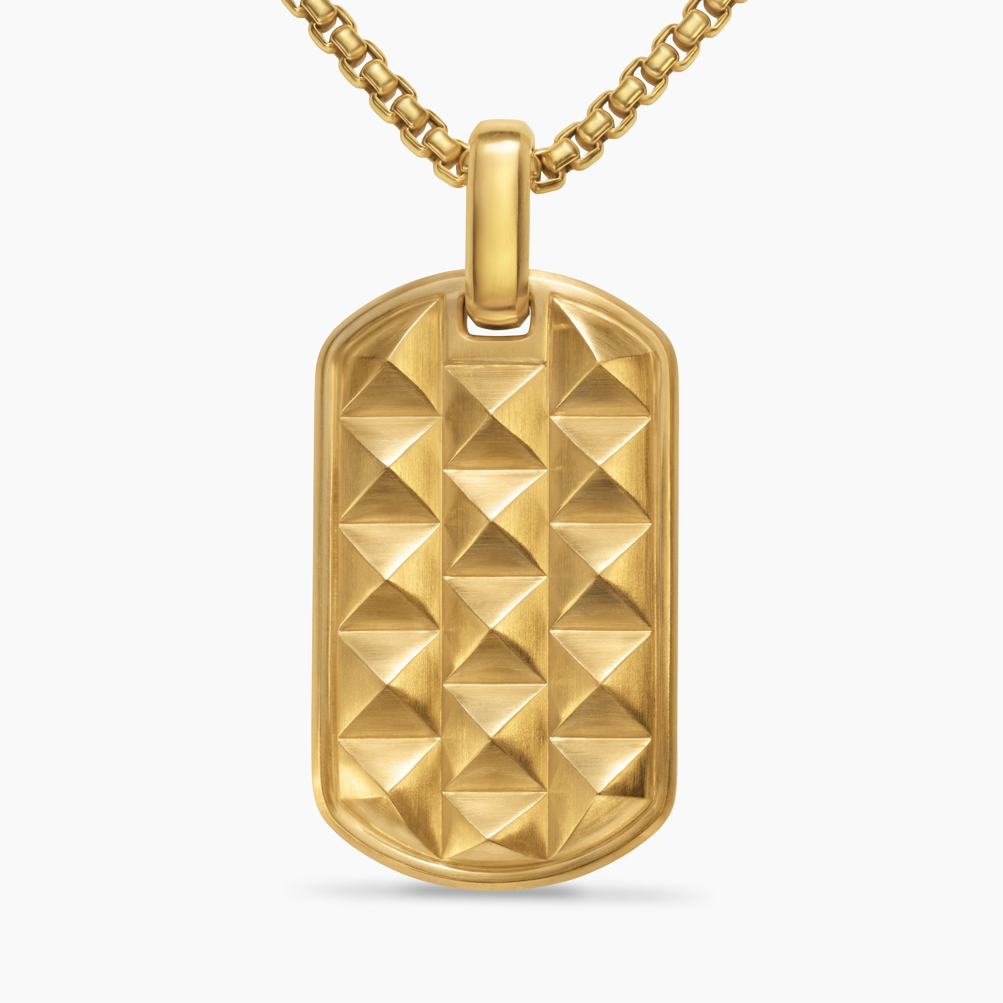 Mens Pyramid Tag in 18ct Yellow Gold, 35mm