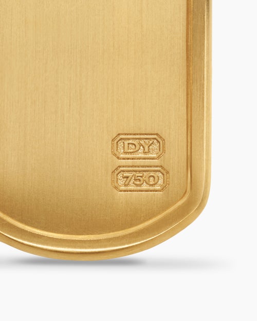 Mens Pyramid Tag in 18K Yellow Gold with Diamonds, 35mm