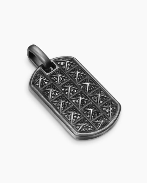 Mens Pyramid Tag in Black Titanium with Black Diamonds, 35mm