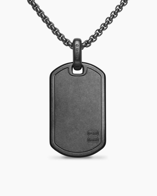 Mens Pyramid Tag in Black Titanium with Black Diamonds, 35mm