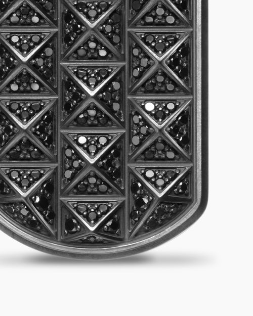 Mens Pyramid Tag in Black Titanium with Black Diamonds, 35mm