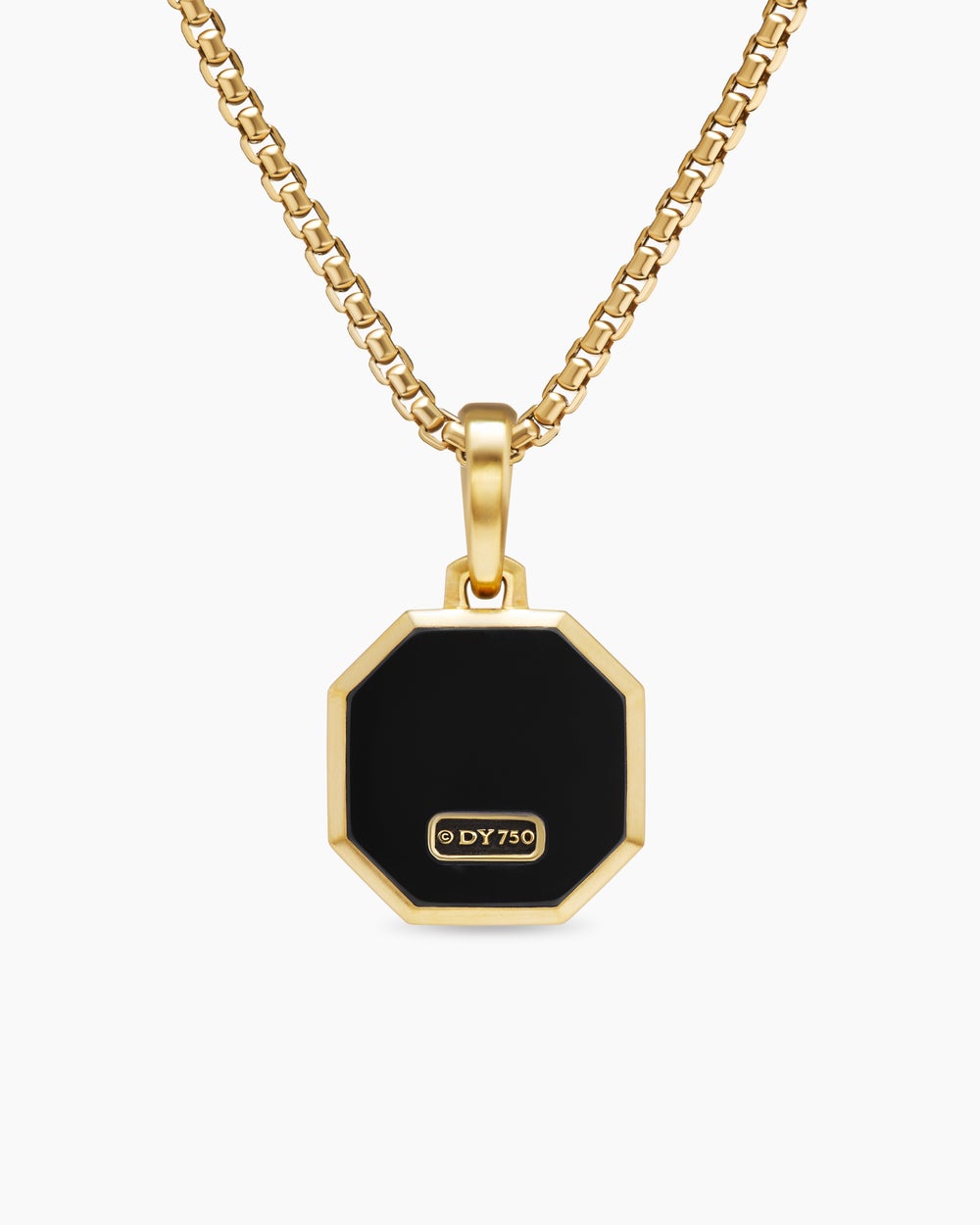 Mens Faceted Stone Amulet in 18K Yellow Gold with Black Onyx, 16mm