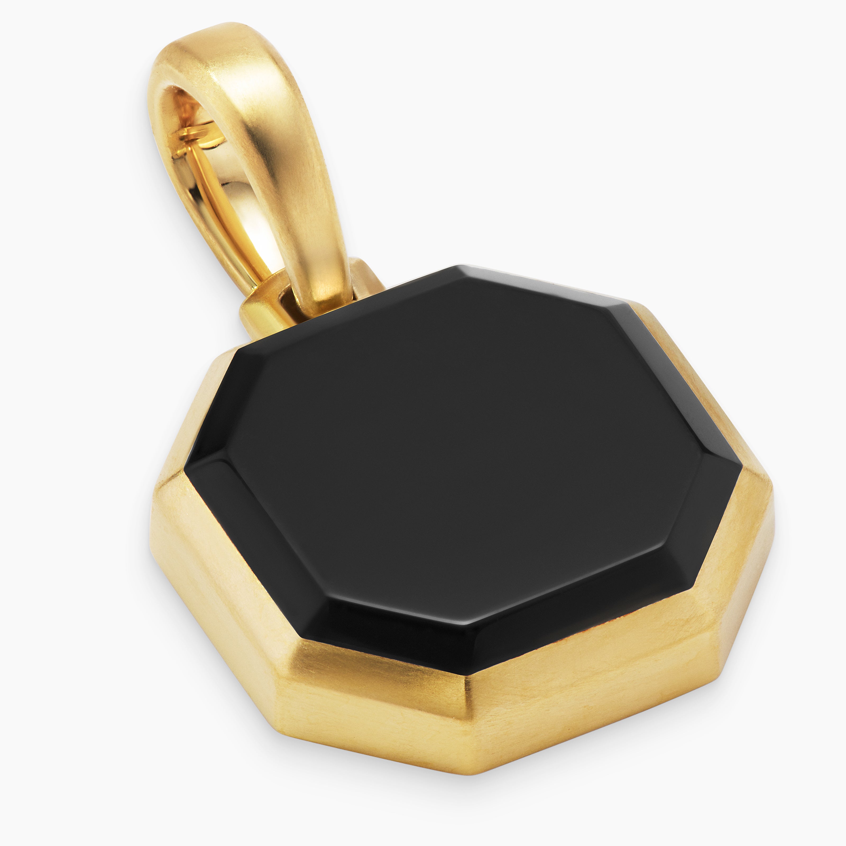 Faceted Stone Amulet in 18K Yellow Gold with Black Onyx