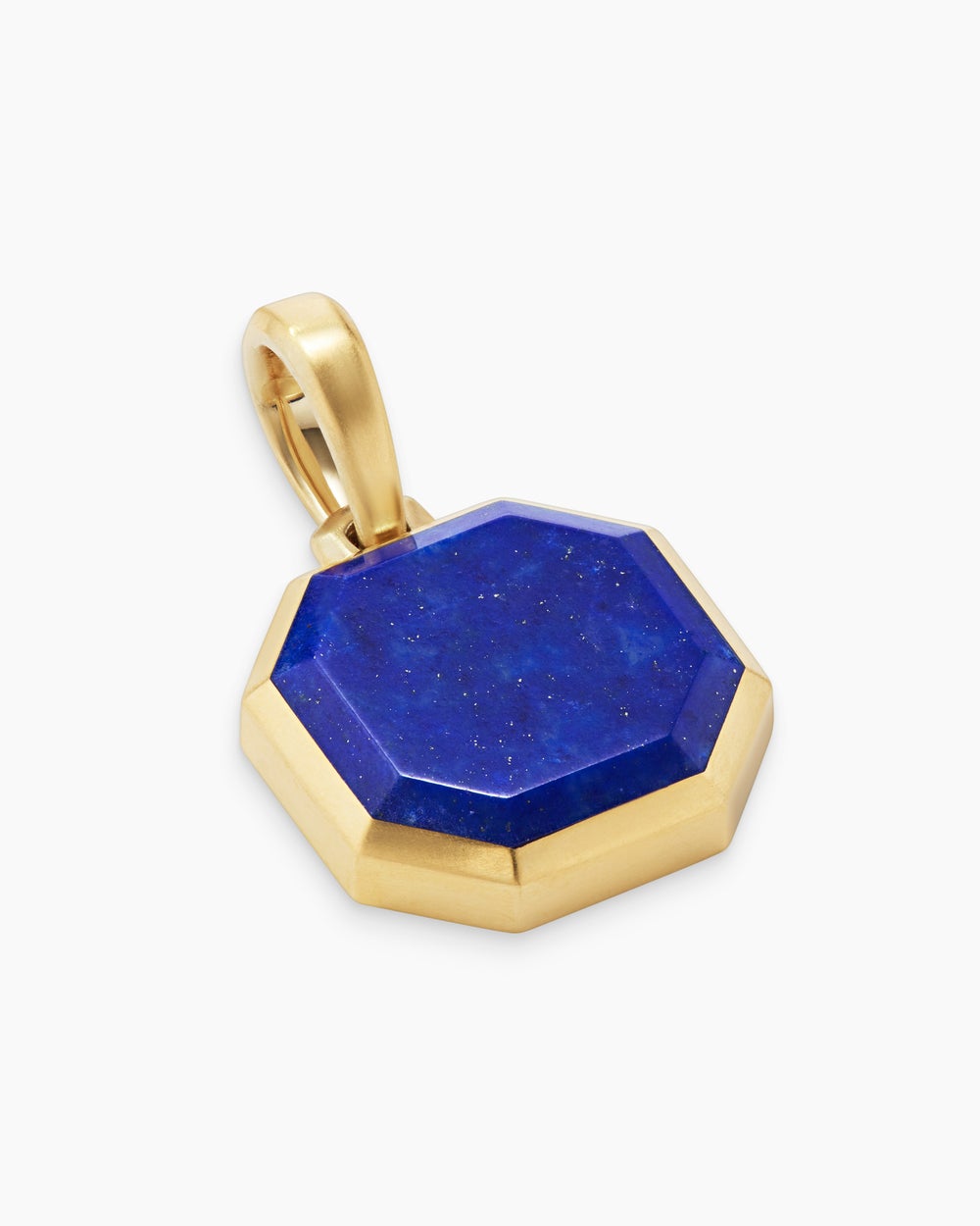 Mens Faceted Stone Amulet in 18K Yellow Gold with Lapis, 16mm