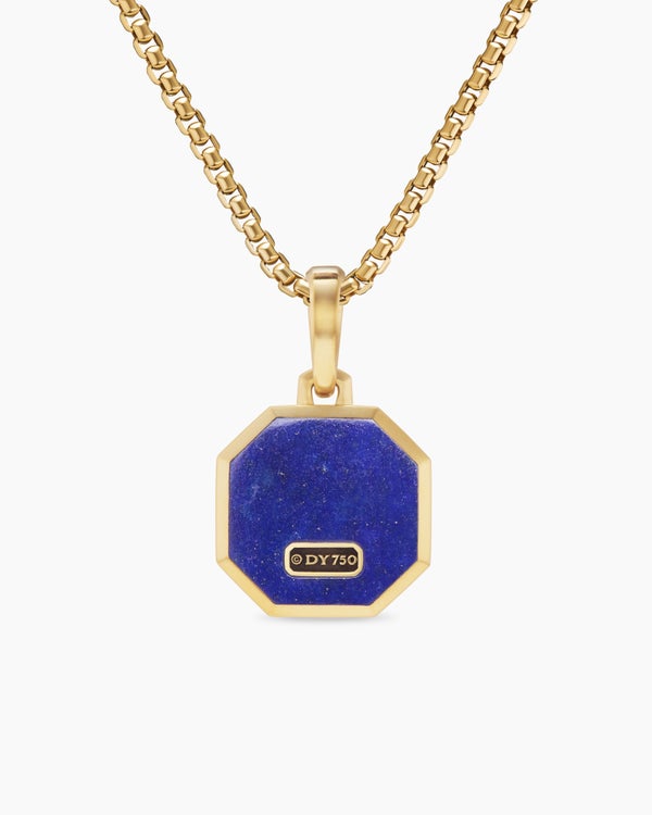 Amulette pierre Faceted en or jaune 18 carats avec lapis-lazuli, 16 mm