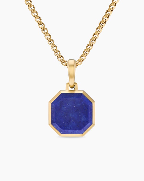 Amulette pierre Faceted en or jaune 18 carats avec lapis-lazuli, 16 mm