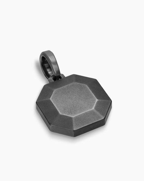 Mens Faceted Stone Amulet in Black Titanium, 16mm