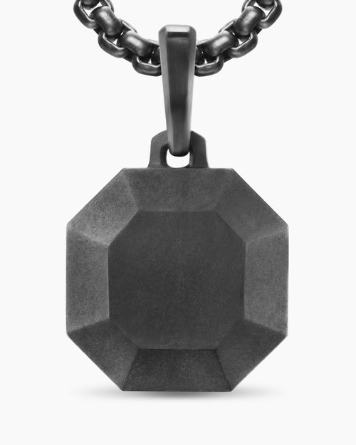 Mens Faceted Stone Amulet in Black Titanium, 16mm