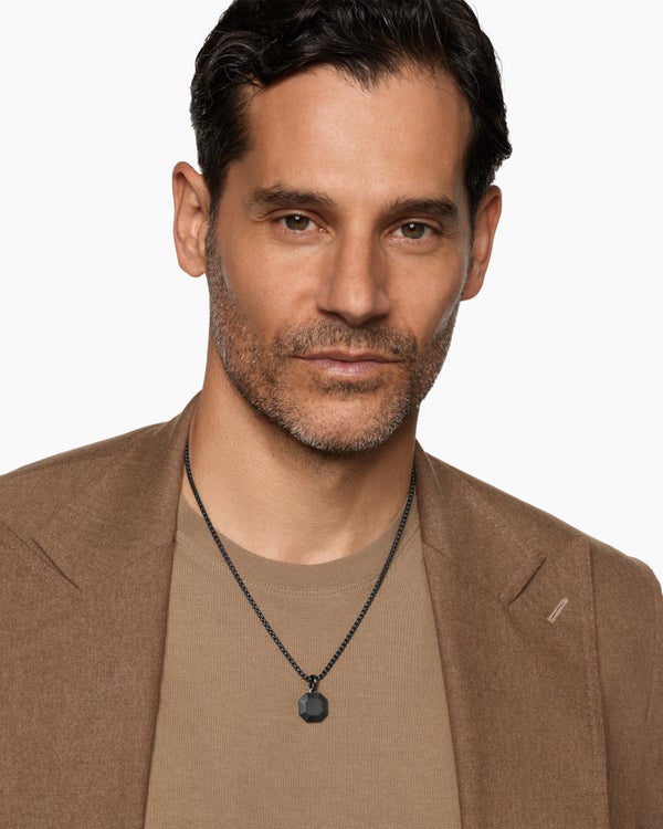 Amulette à pierre Faceted en titane noir, 16 mm