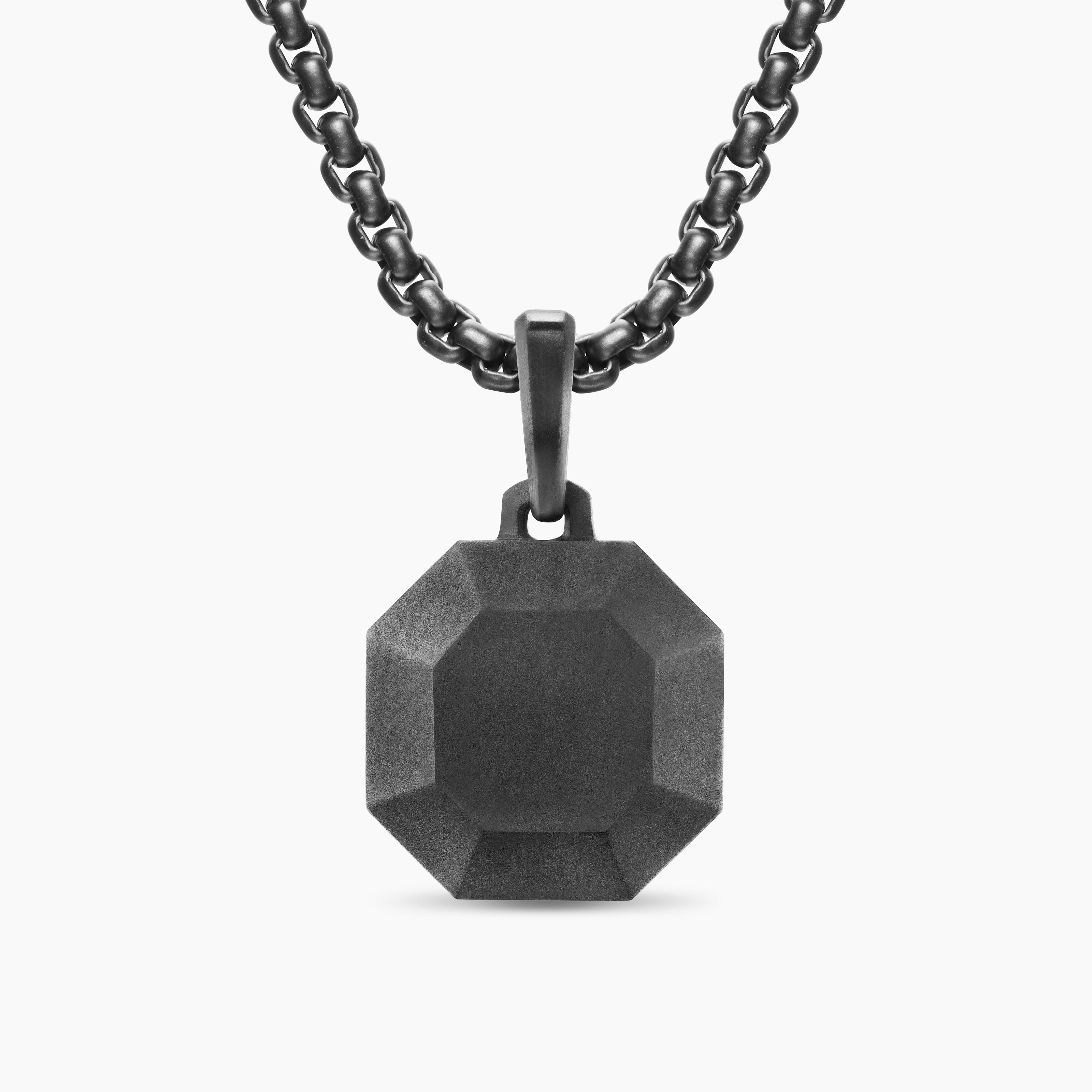 Amulette pierre Faceted en titane noir, 16 mm homme 