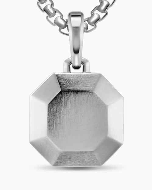 Mens Faceted Amulet in Sterling Silver, 16mm