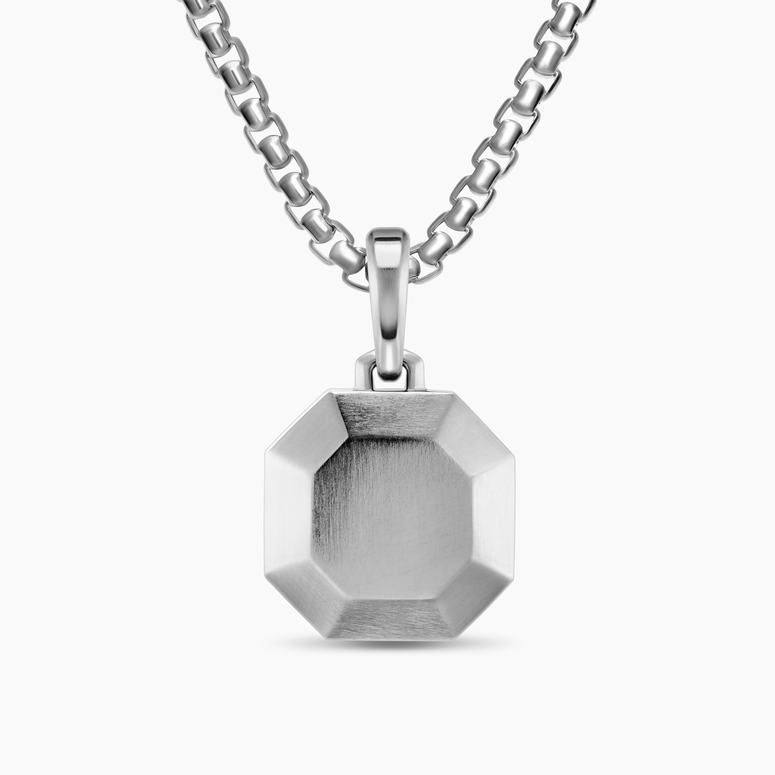 Mens Faceted Amulet in Sterling Silver, 16mm