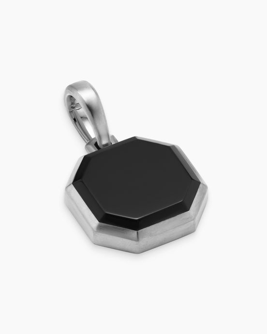Faceted Stone Amulet in Sterling Silver with Black Onyx, 16mm