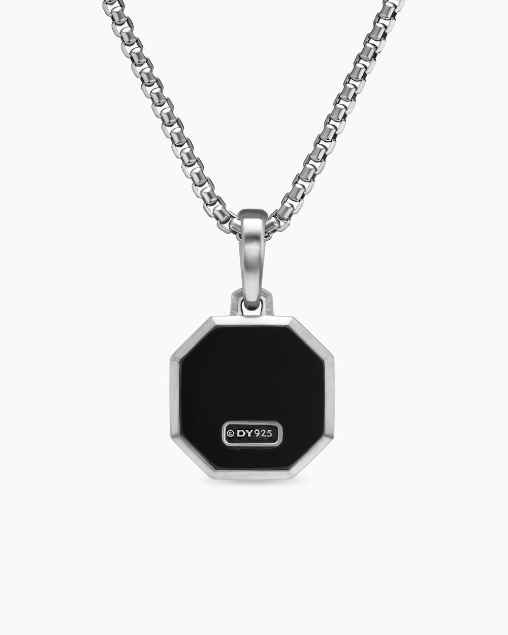 Amulette à pierre Faceted en argent sterling avec onyx noir, 16 mm hommes