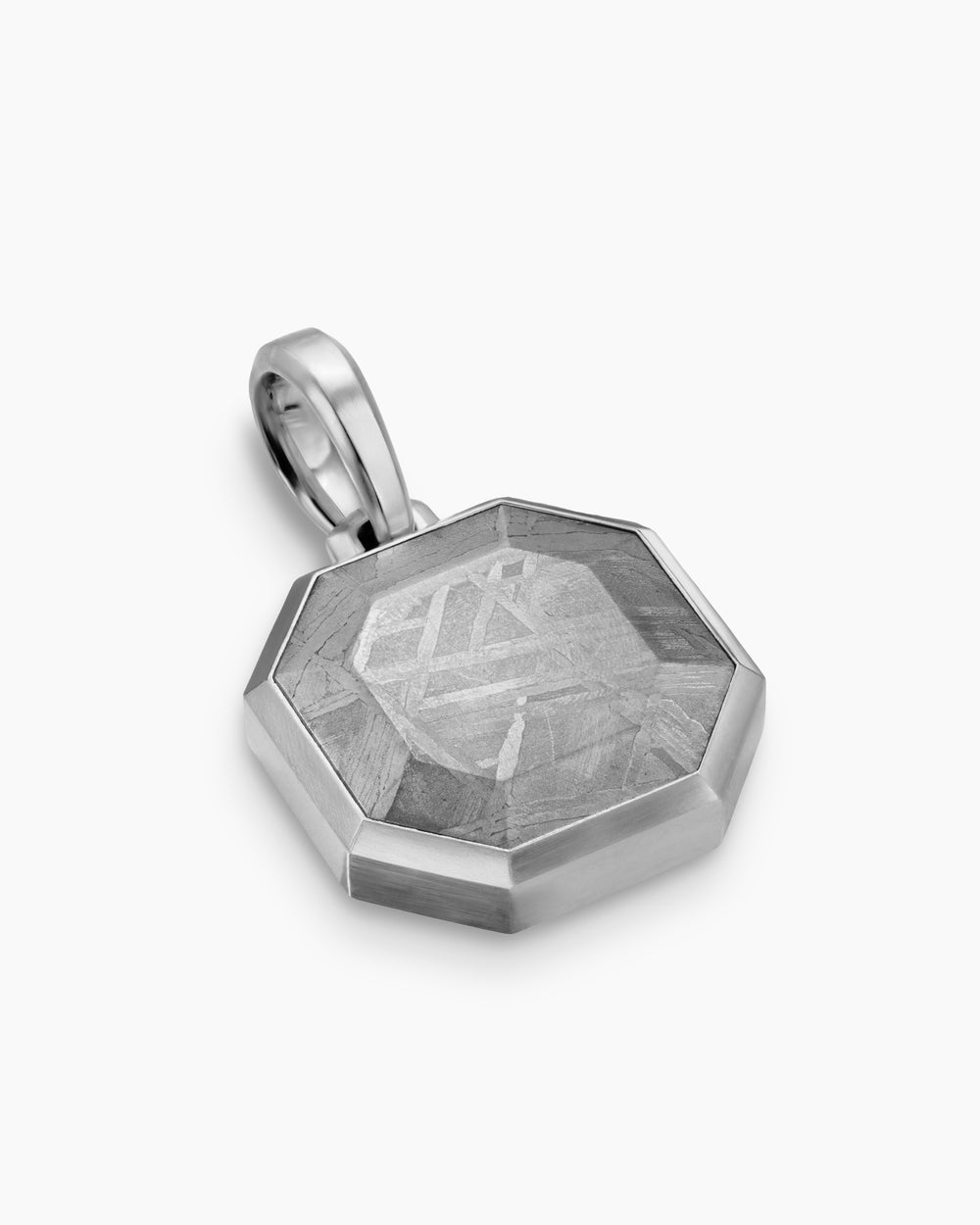 Amulette à pierre Faceted en argent sterling avec météorite, 16 mm hommes